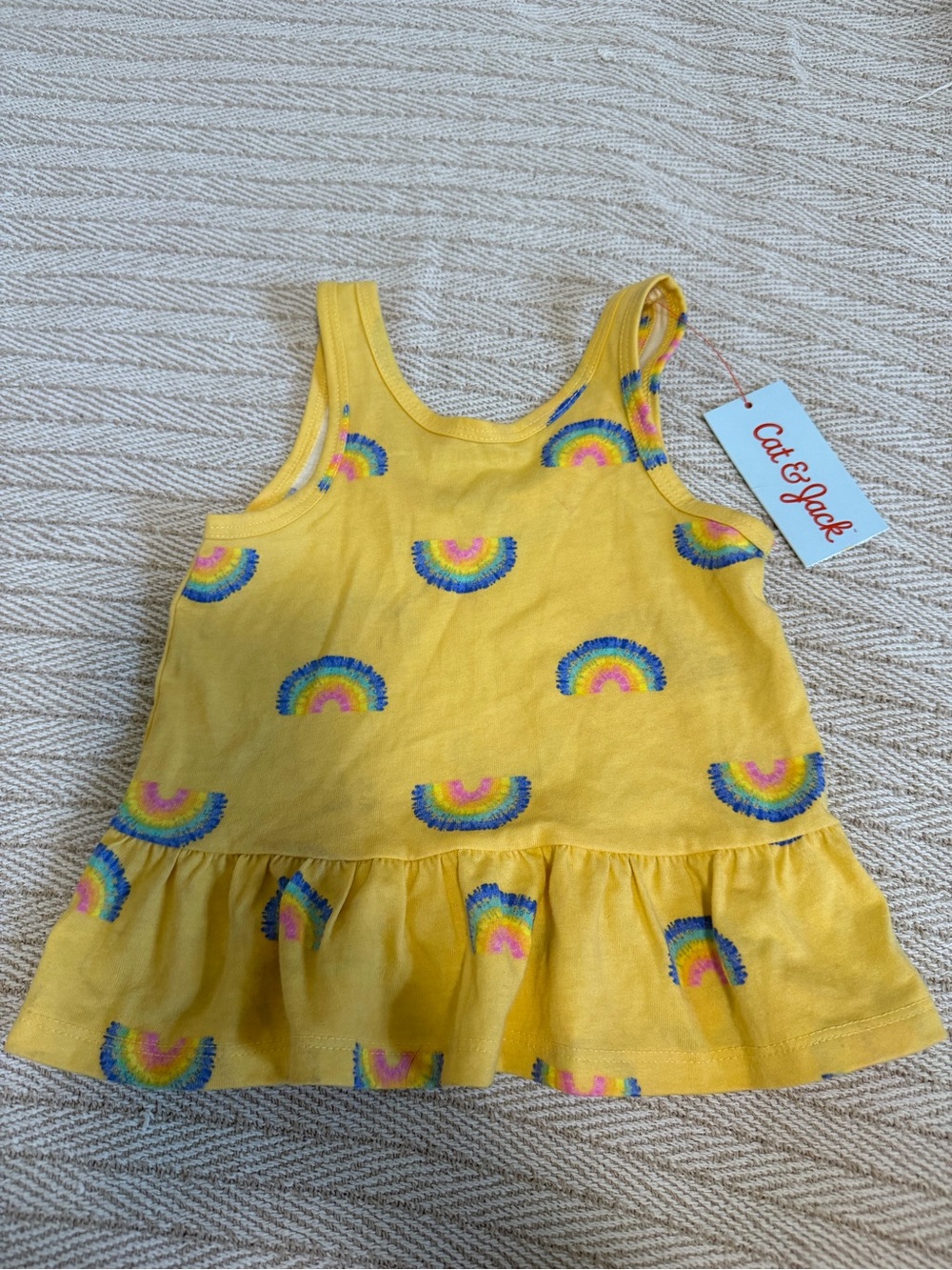 Cat & Jack Yellow Rainbow Peplum Tank Top